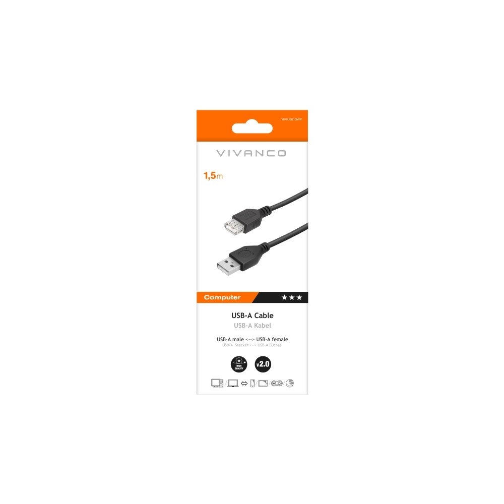 Vivanco Vivanco höghastighets USB-A hane till hona-kabel för dataöve...
