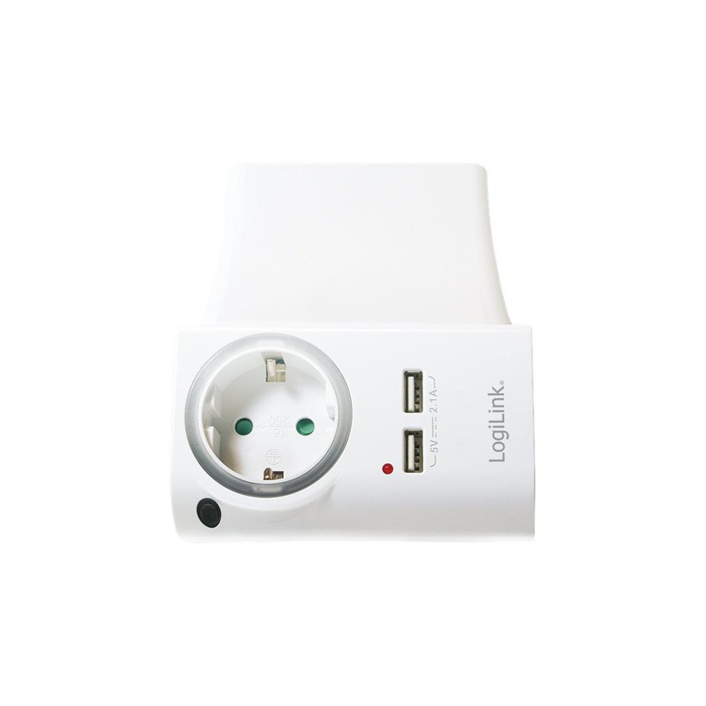 LogiLink LogiLink 4 in 1 Socket strömadapter - CEE 7/4, 2 x USB