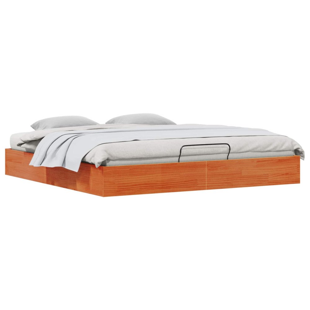 vidaXL Bäddsoffa med förvaring VaxBrun 200 x 200 cm Massivt furu