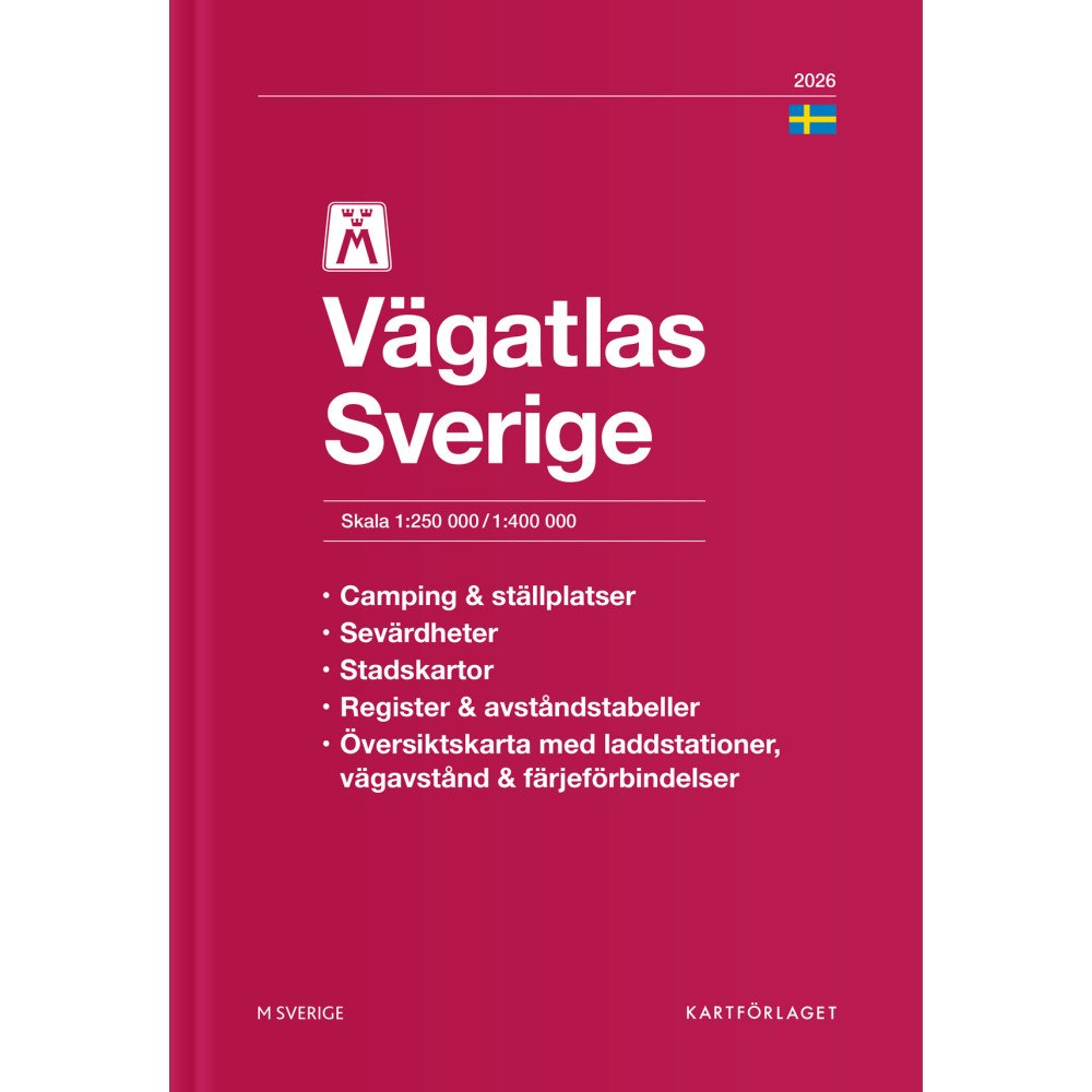 Kartförlaget M Vägatlas Sverige 2026 (bok, flexband)