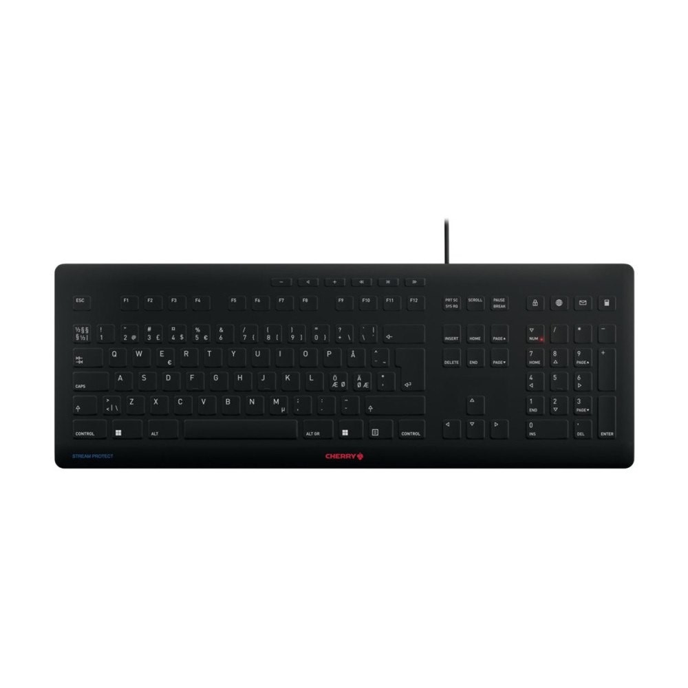 CHERRY CHERRY STREAM KEYBOARD - tangentbord - hygieniskt tangentbord som kan desinficeras - QWERTY - Nordisk Inmatningsenhet