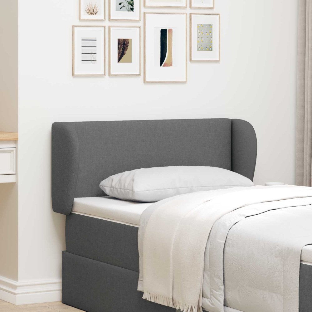 vidaXL Sänggavel Öra Dämpad Grå 40 x 23 x 6 cm tyg