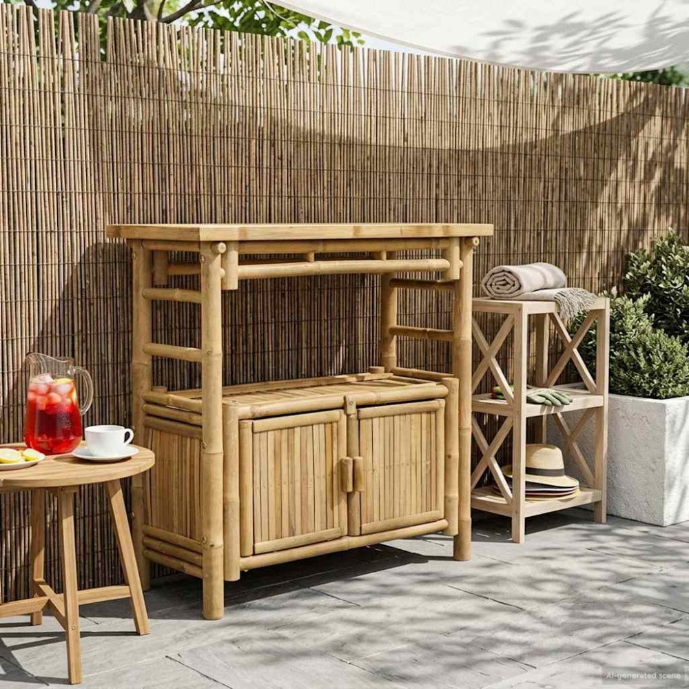 vidaXL Konsolbord med hylla med dörr Naturfärg 80 x 35 x 75 cm Bambus