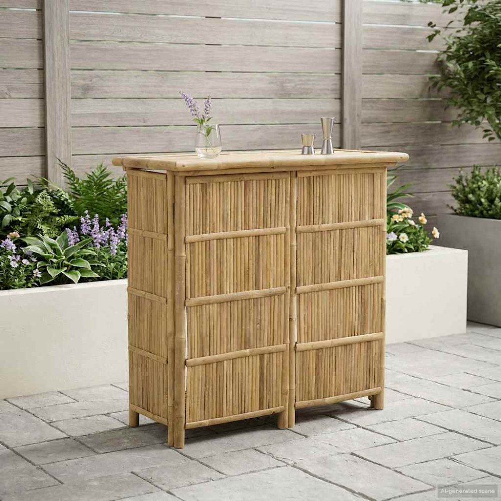 vidaXL Utomhus Barbord Naturfärg 115 x 55 x 105 cm Bambus