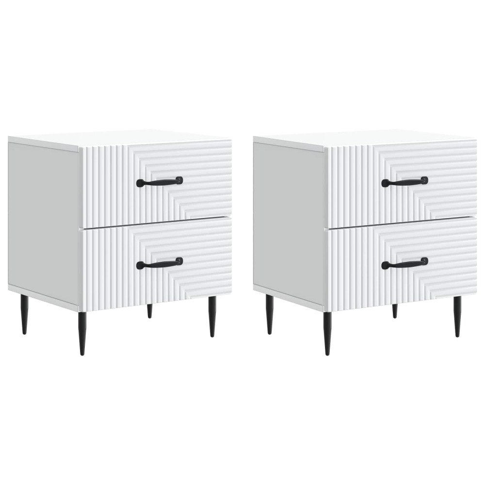 vidaXL Nattduksbord 2 pcs Vit 43 x 34,5 x 47,5 cm Konstruerat trä