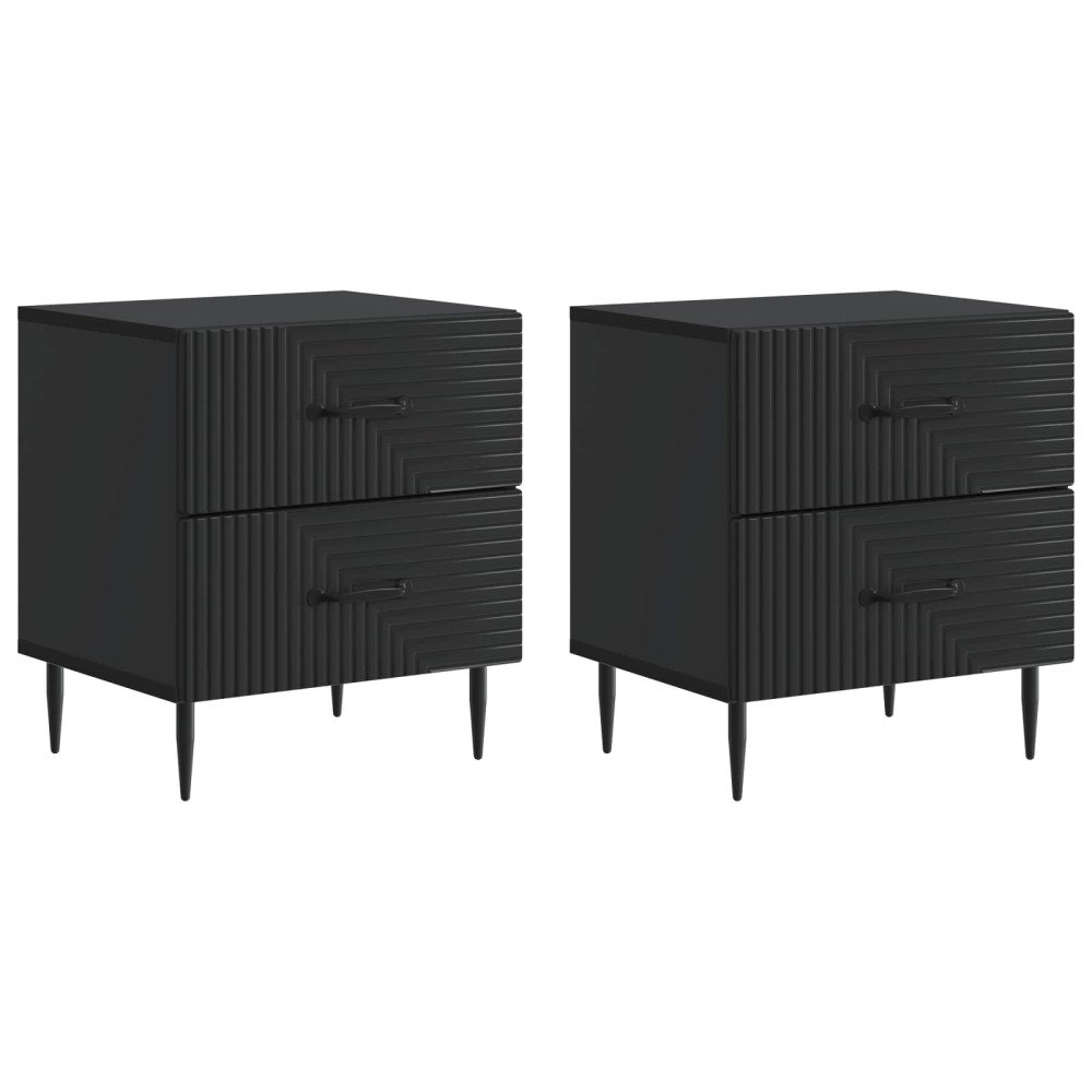 vidaXL Nattduksbord 2 pcs Svart 43 x 34,5 x 47,5 cm Konstruerat trä