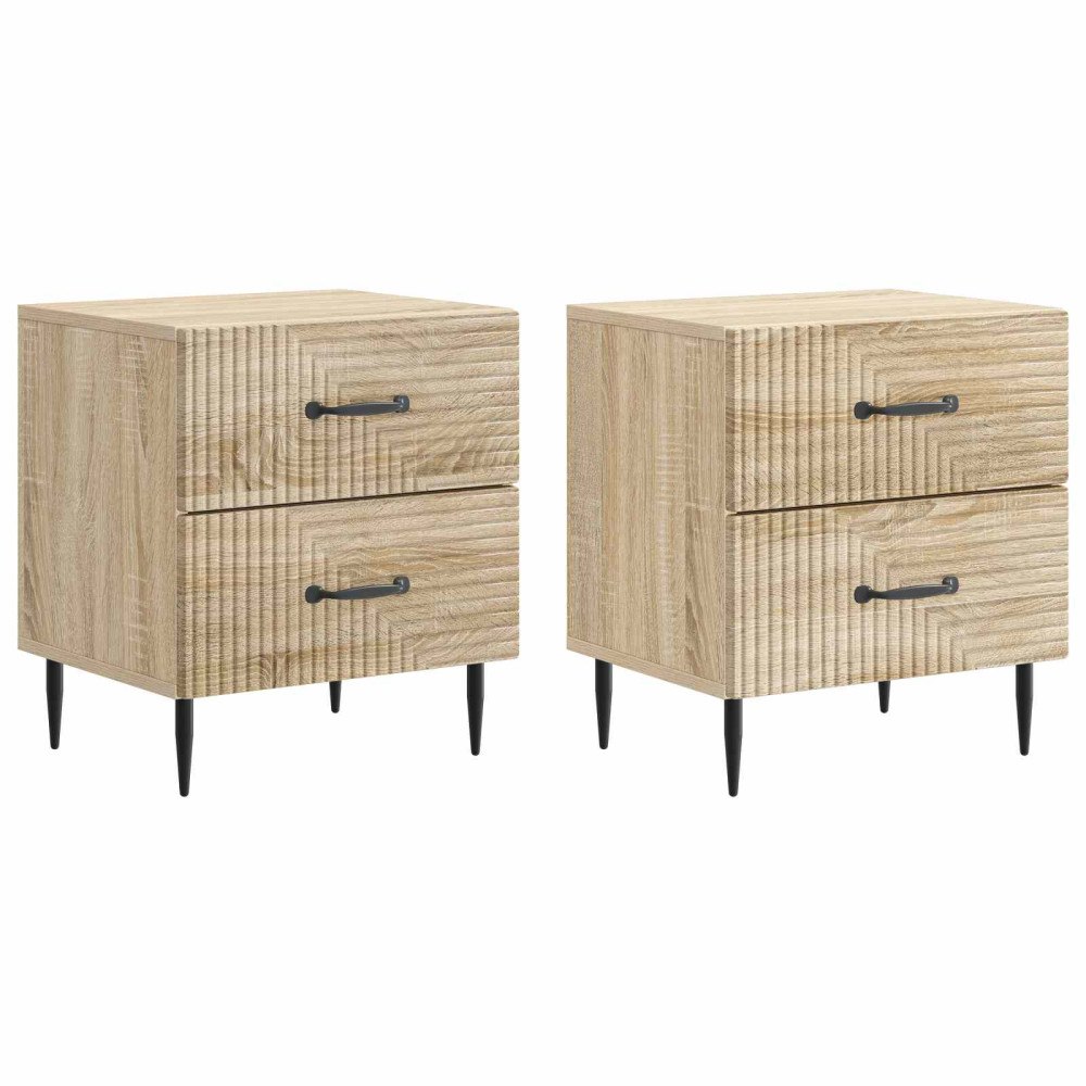vidaXL Nattduksbord med låda 2 pcs Sonoma-ek 43 x 34,5 x 47,5 cm