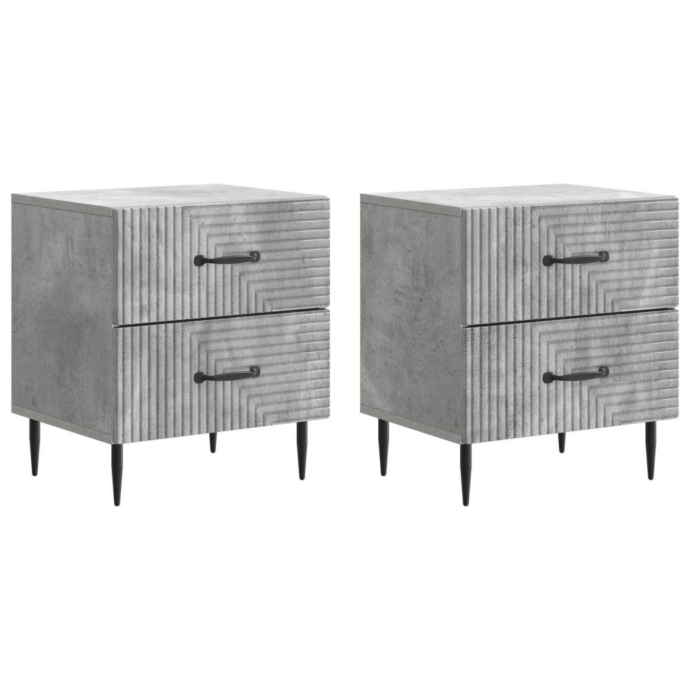 vidaXL Nattduksbord med låda 2 pcs Betonggrå 43 x 34,5 x 47,5 cm