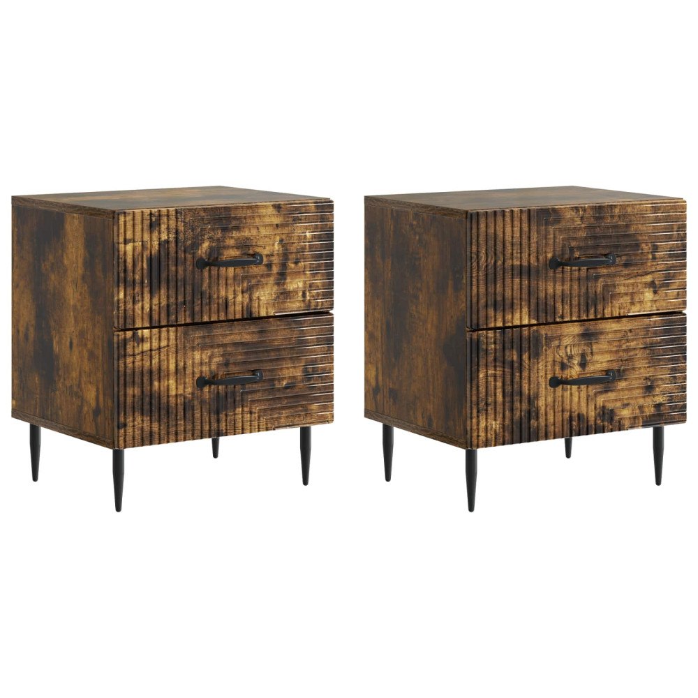 vidaXL Nattduksbord 2 pcs Rökt ek 43 x 34,5 x 47,5 cm Konstruerat trä