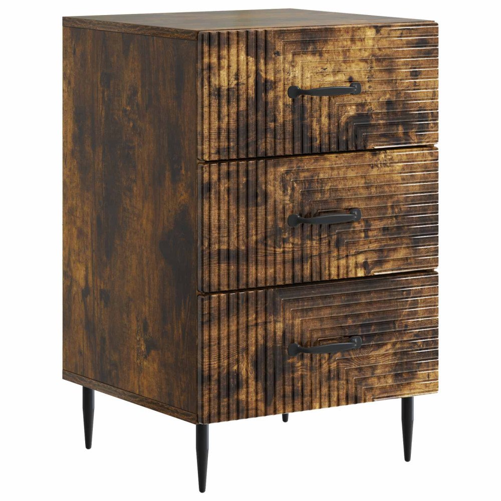 vidaXL Nattduksbord med låda Rökt ek 43 x 41 x 66,5 cm Konstruerat trä