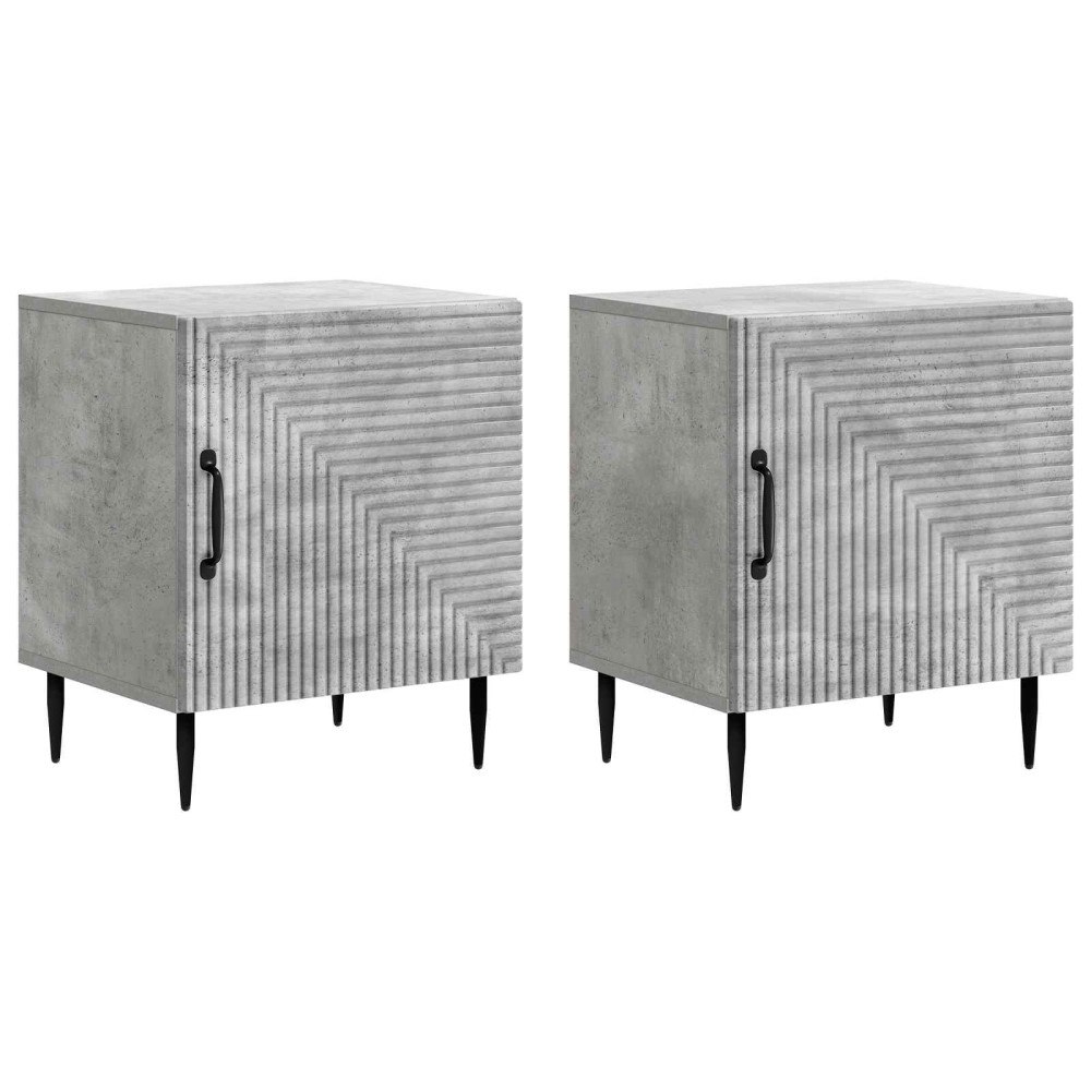 vidaXL Nattduksbord 2 pcs Betonggrå 43 x 34,5 x 50 cm Konstruerat trä