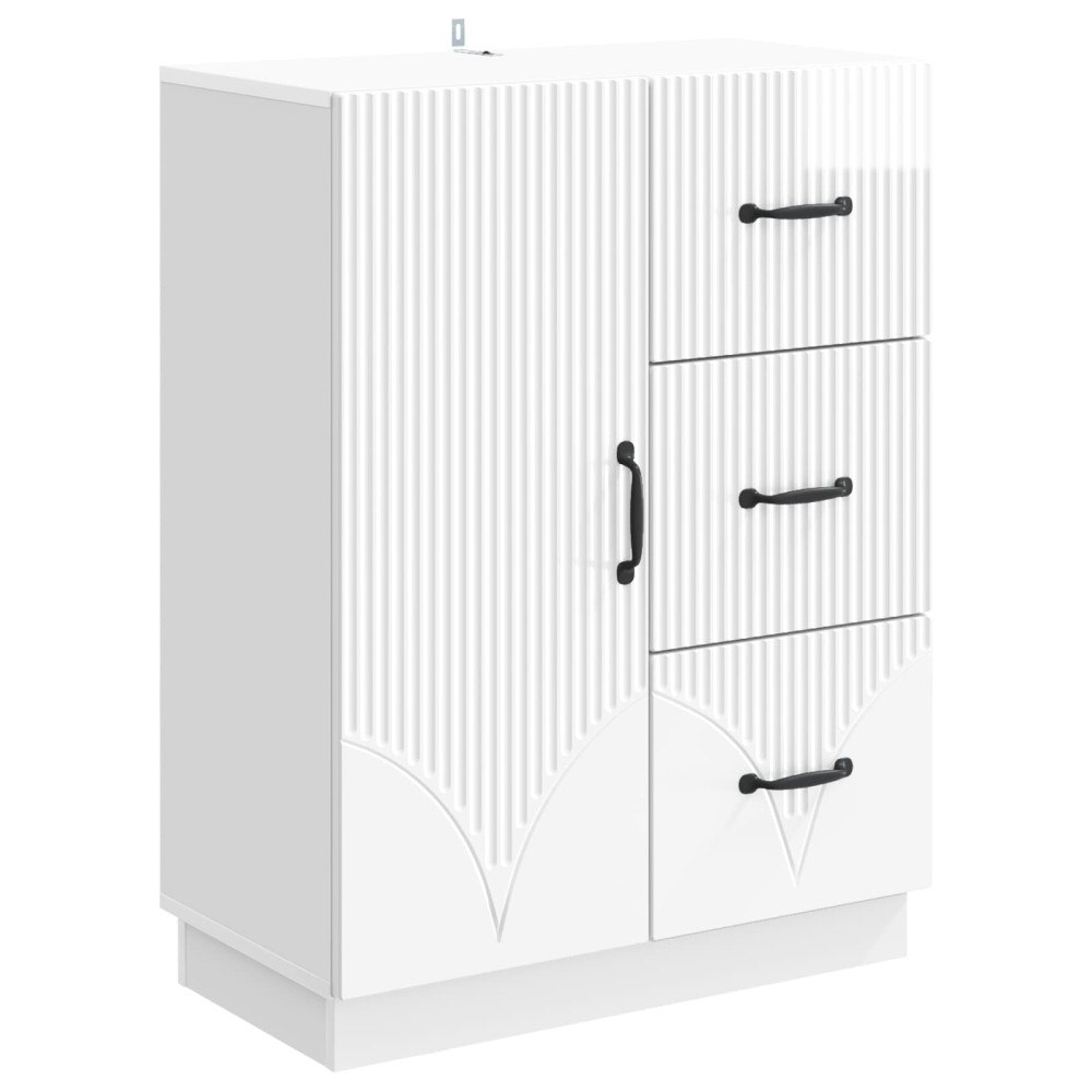 vidaXL Sideboard Vit högglans 66 x 34,5 x 87 cm Konstruerat trä