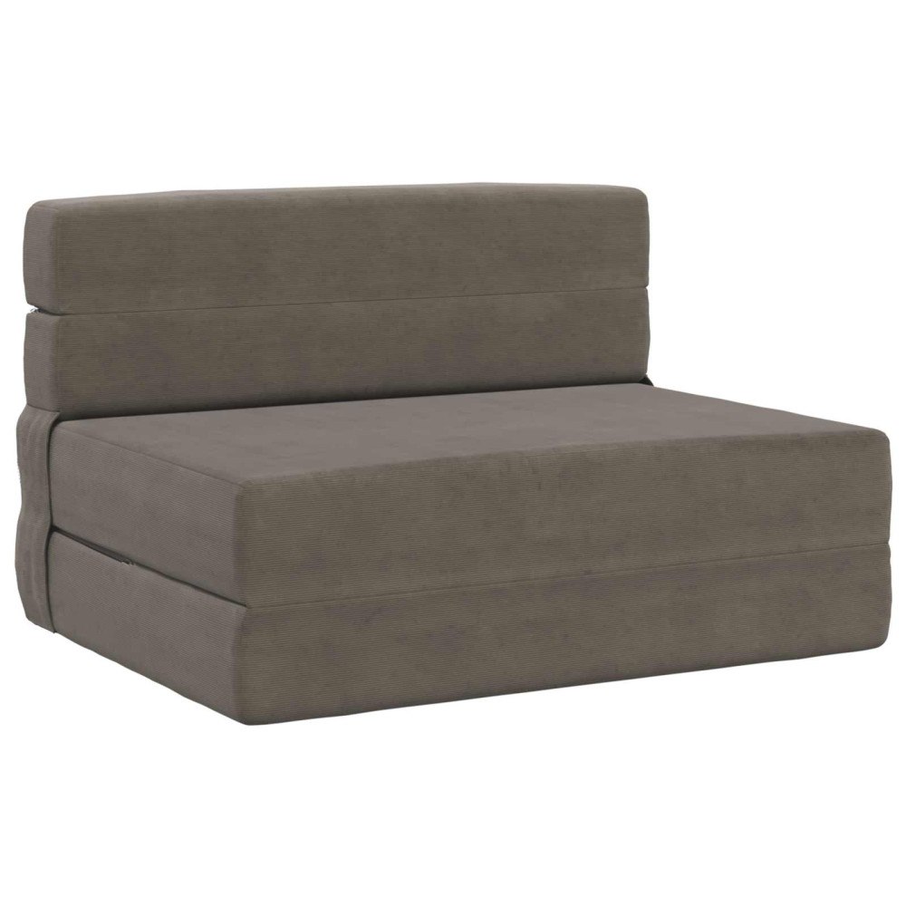 vidaXL Fällsoffa säng Ljusgrå 190 x 70 x 15 cm Kordread tyg