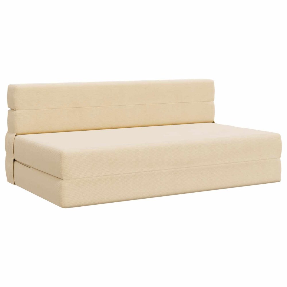 vidaXL Fällsoffa säng Kräm 203 x 152 x 15 cm Kordread tyg