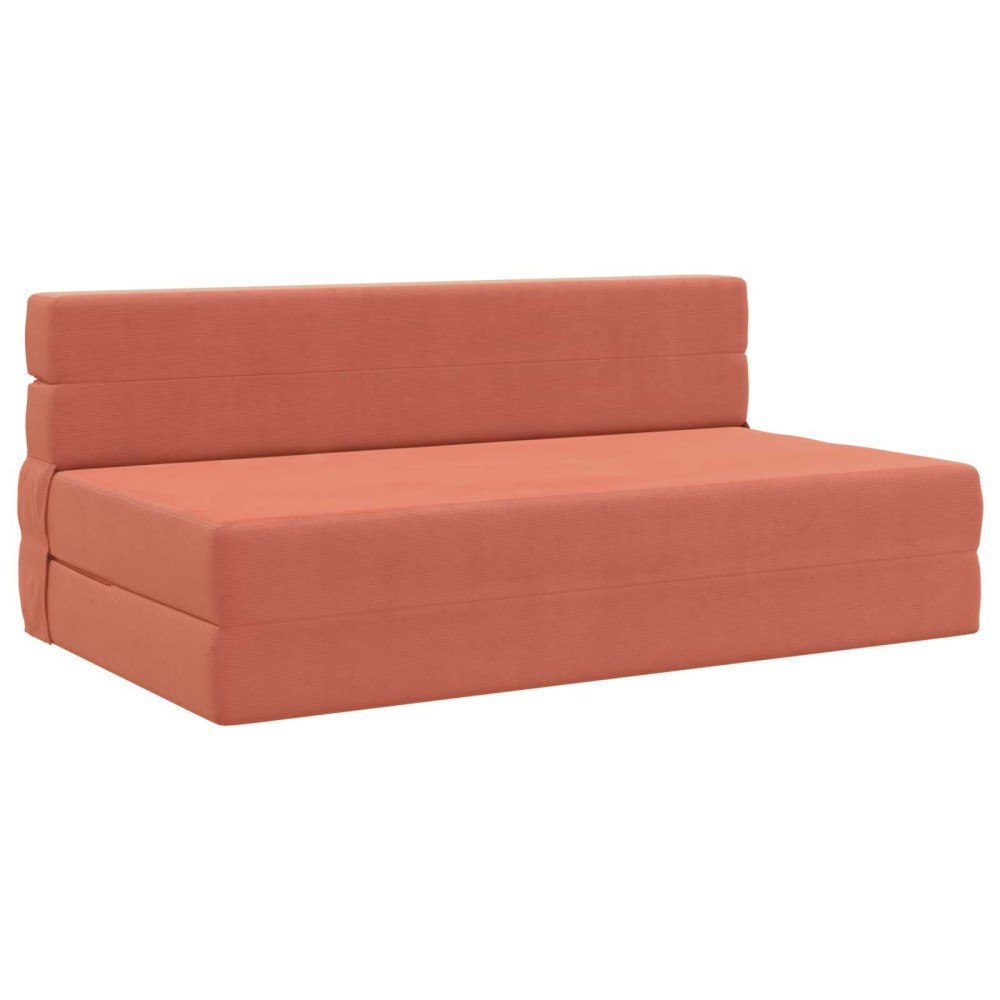 vidaXL Fällsoffa säng Röd orange 203 x 152 x 15 cm Kordread tyg