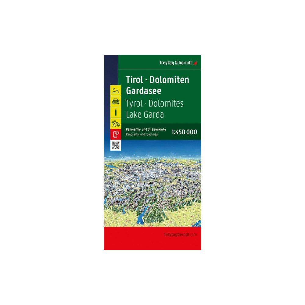 Freytag-Berndt Tyrol - Dolomites - Lake Garda Panoramic and Road Map