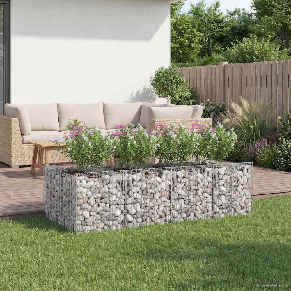 vidaXL Gabion upphöjd säng 2 pcs Silver