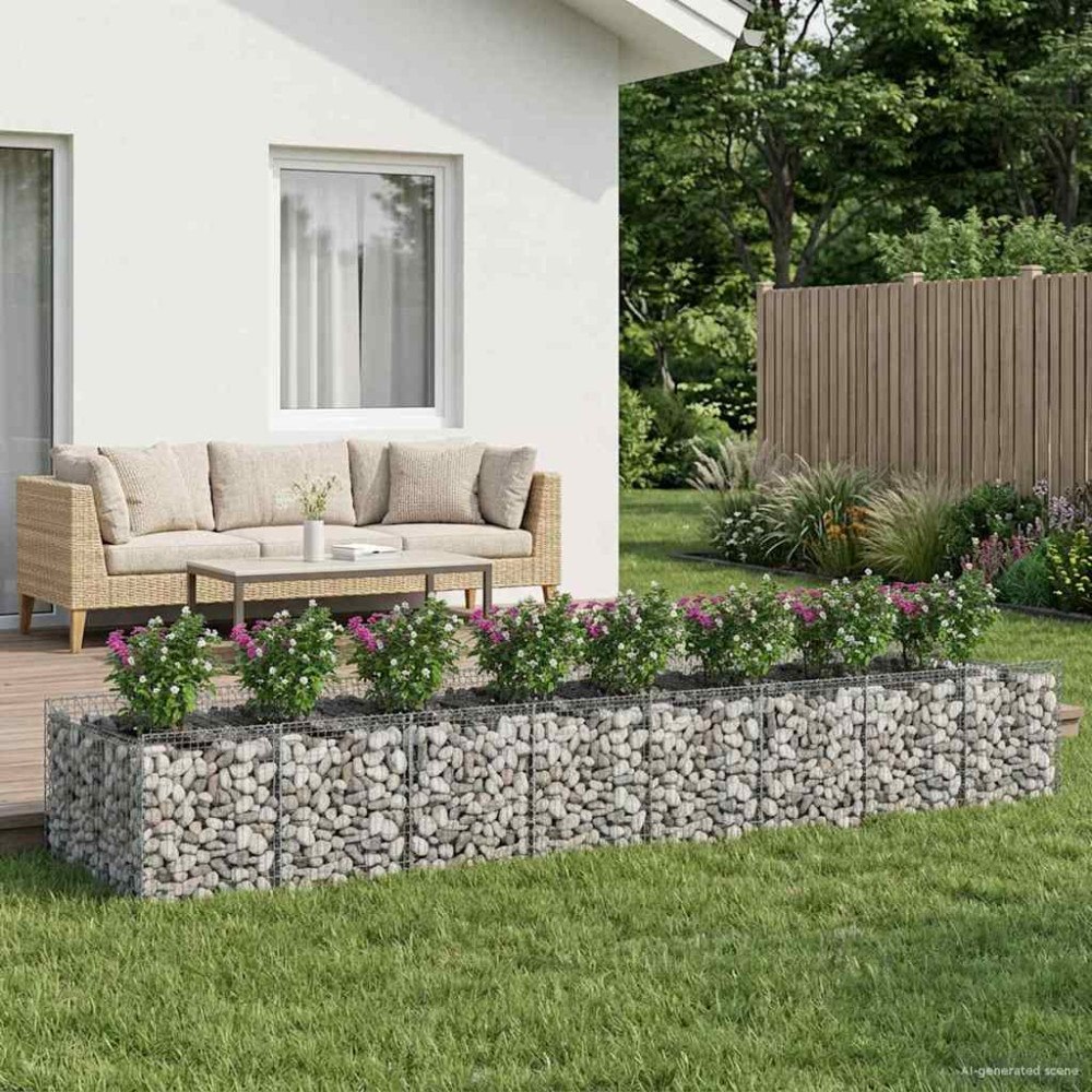 vidaXL Gabion upphöjd säng 3 pcs Silver