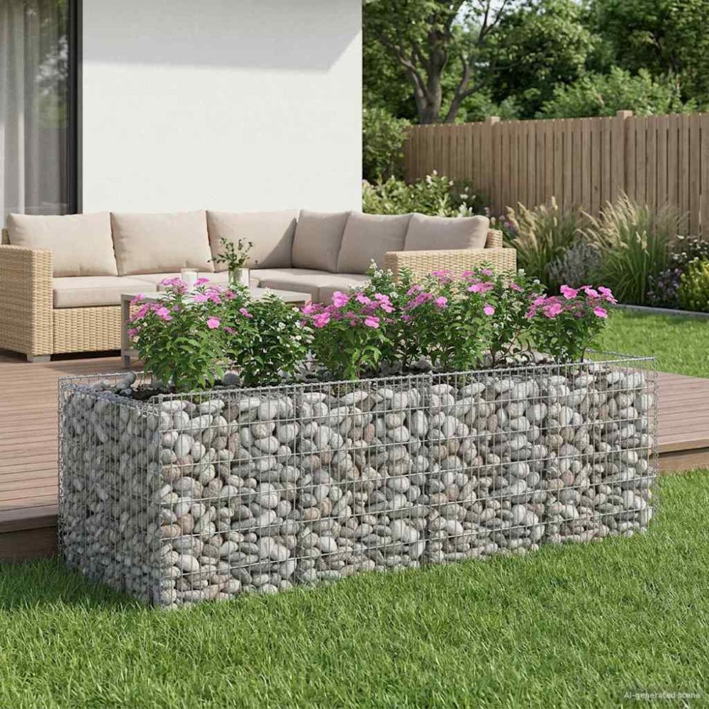 vidaXL Gabion upphöjd säng 2 pcs Silver