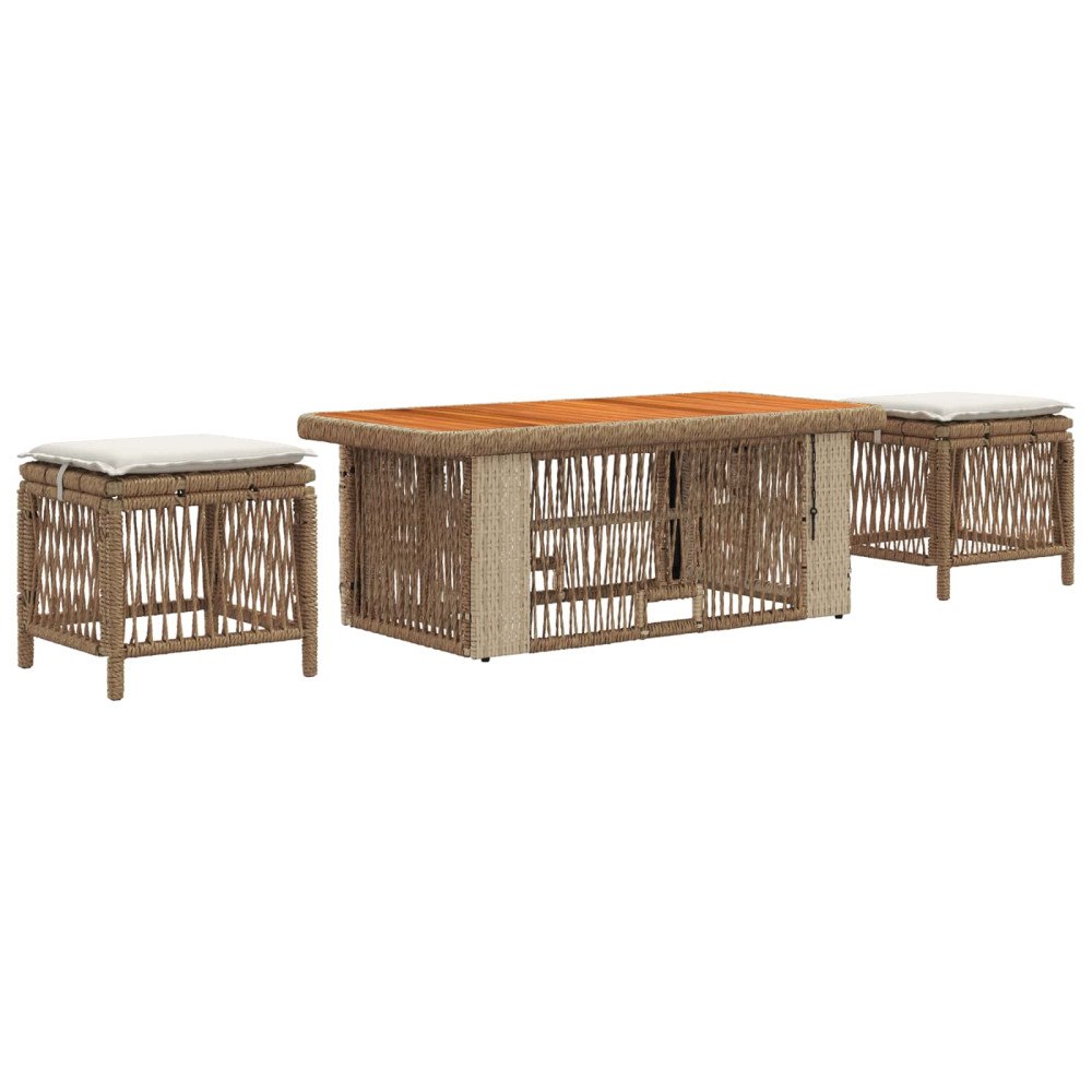 vidaXL Trädgårdsmöbelset 4 pcs Beige och gräddfärgad konstrotting