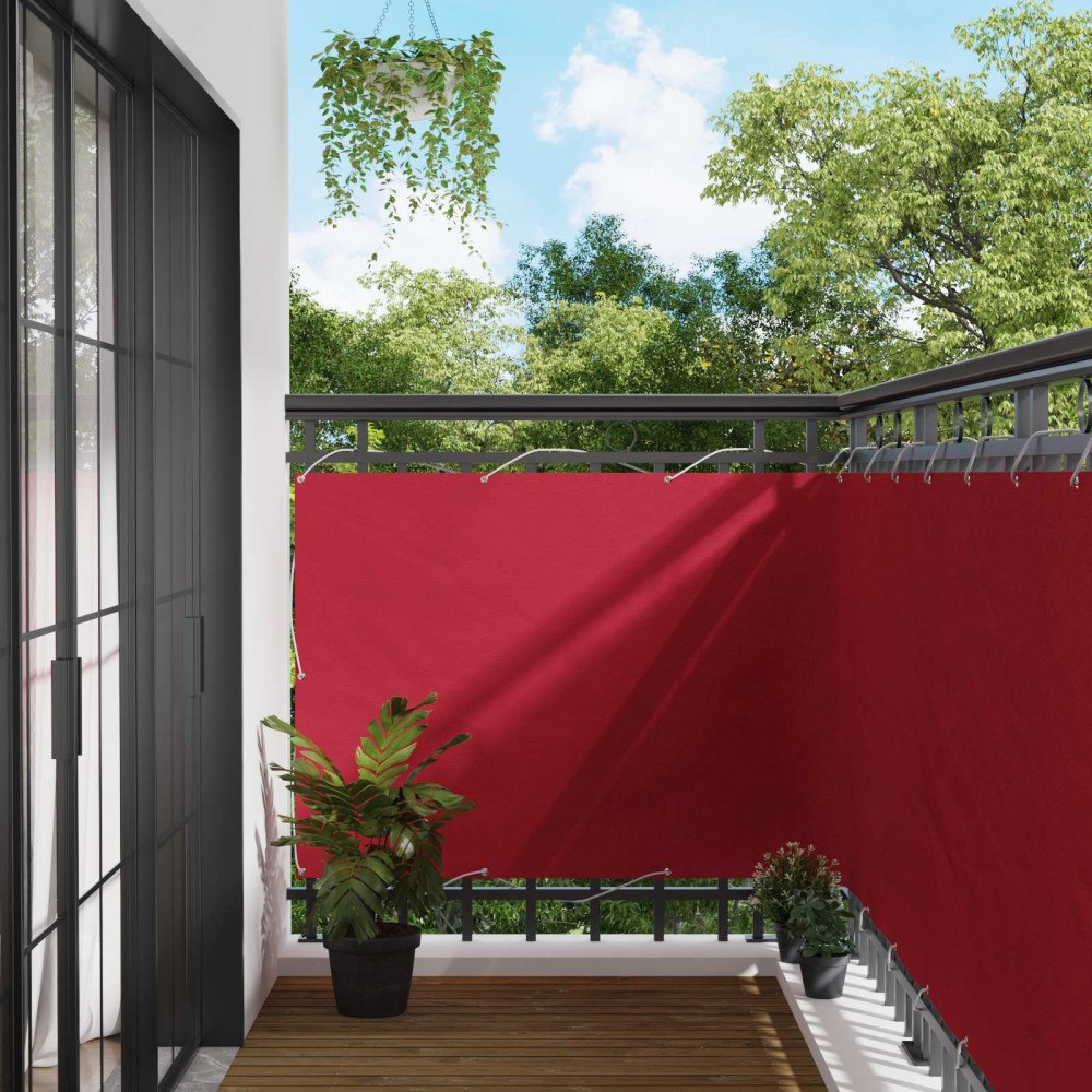 vidaXL Balkong Skärm Röd 110 x 600 cm Oxford Tyg