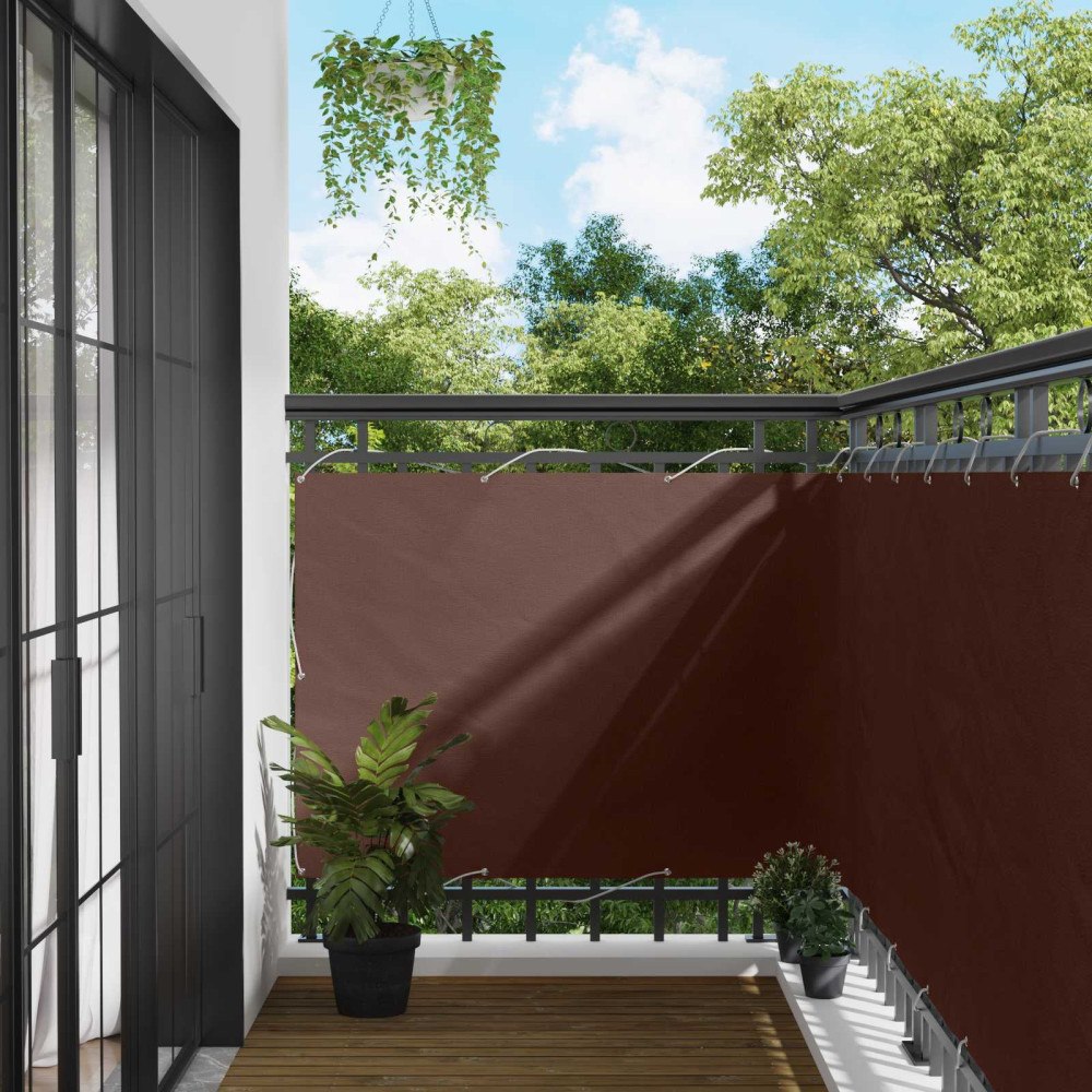 vidaXL Balkong Skärm Brun 110 x 600 cm Oxford Tyg