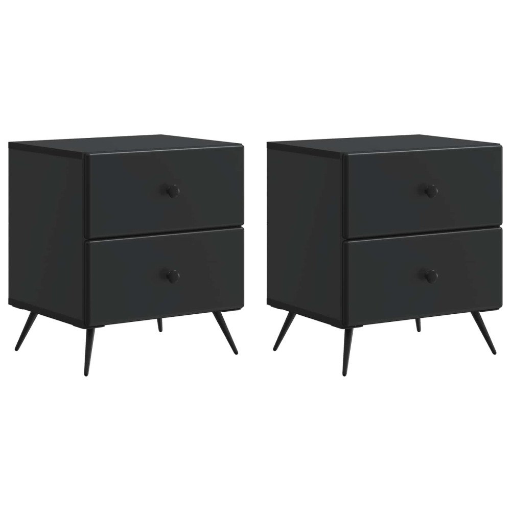 vidaXL Nattduksbord 2 pcs Svart 43 x 34,5 x 47,5 cm Konstruerat trä
