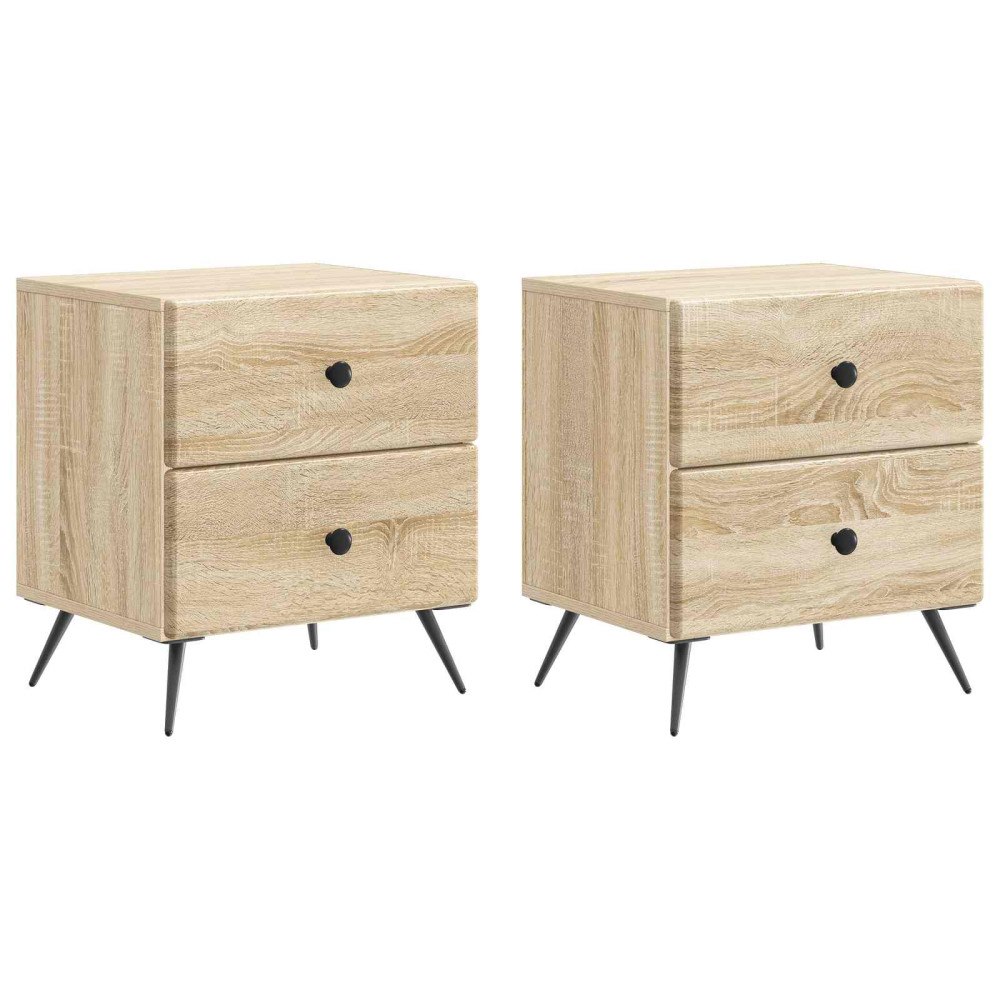 vidaXL Nattduksbord med låda 2 pcs Sonoma-ek 43 x 34,5 x 47,5 cm