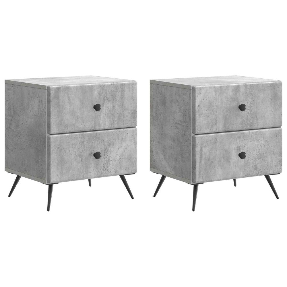 vidaXL Nattduksbord med låda 2 pcs Betonggrå 43 x 34,5 x 47,5 cm