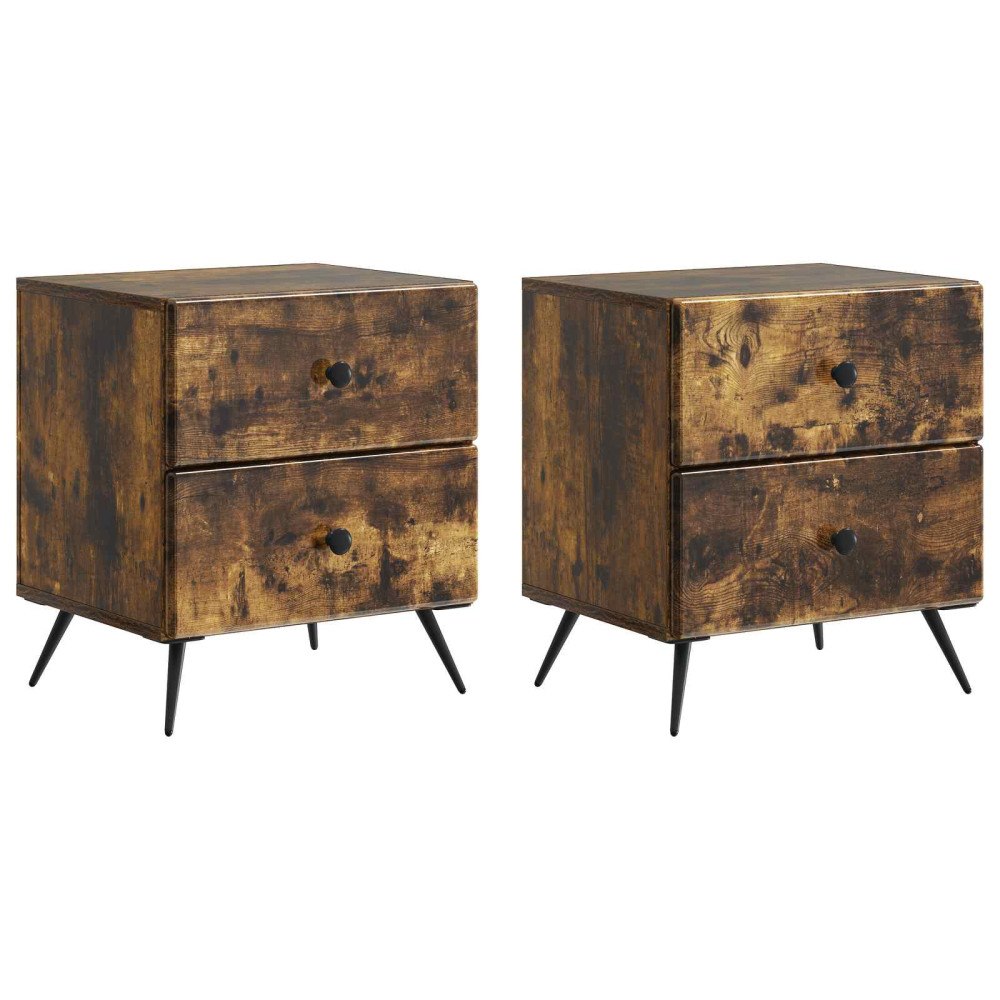 vidaXL Nattduksbord 2 pcs Rökt ek 43 x 34,5 x 47,5 cm Konstruerat trä