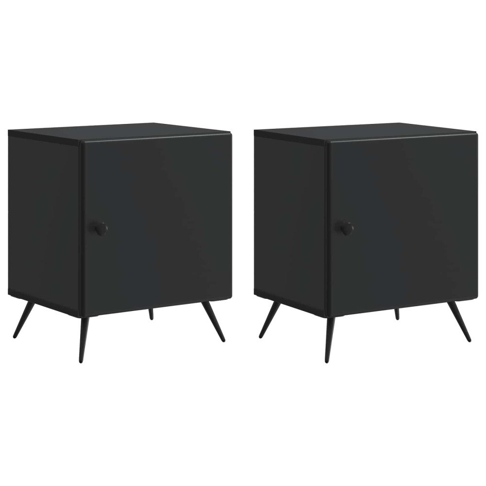 vidaXL Nattduksbord 2 pcs Svart 43 x 34,5 x 50 cm Konstruerat trä