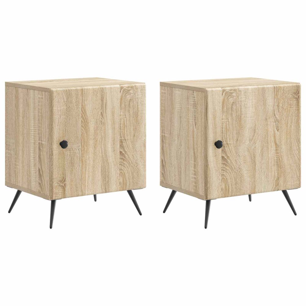 vidaXL Nattduksbord 2 pcs Sonoma-ek 43 x 34,5 x 50 cm Konstruerat trä
