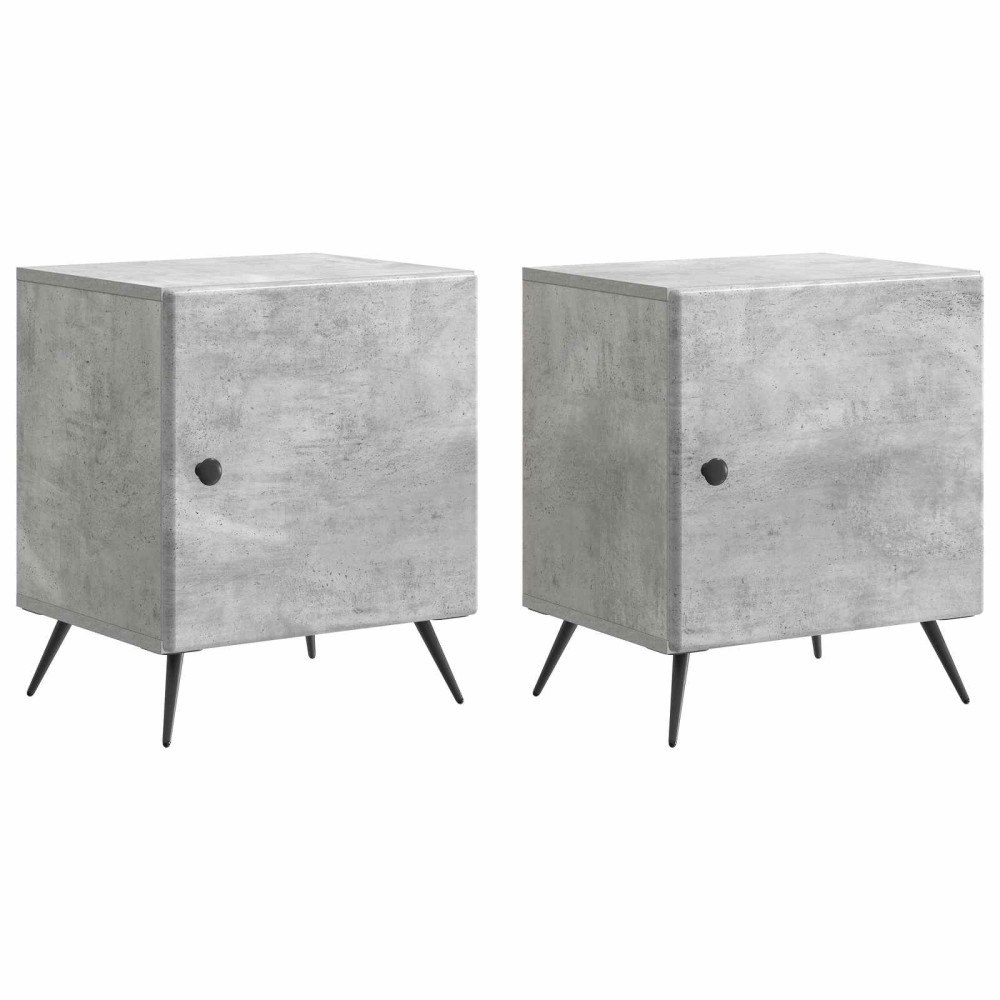 vidaXL Nattduksbord 2 pcs Betonggrå 43 x 34,5 x 50 cm Konstruerat trä