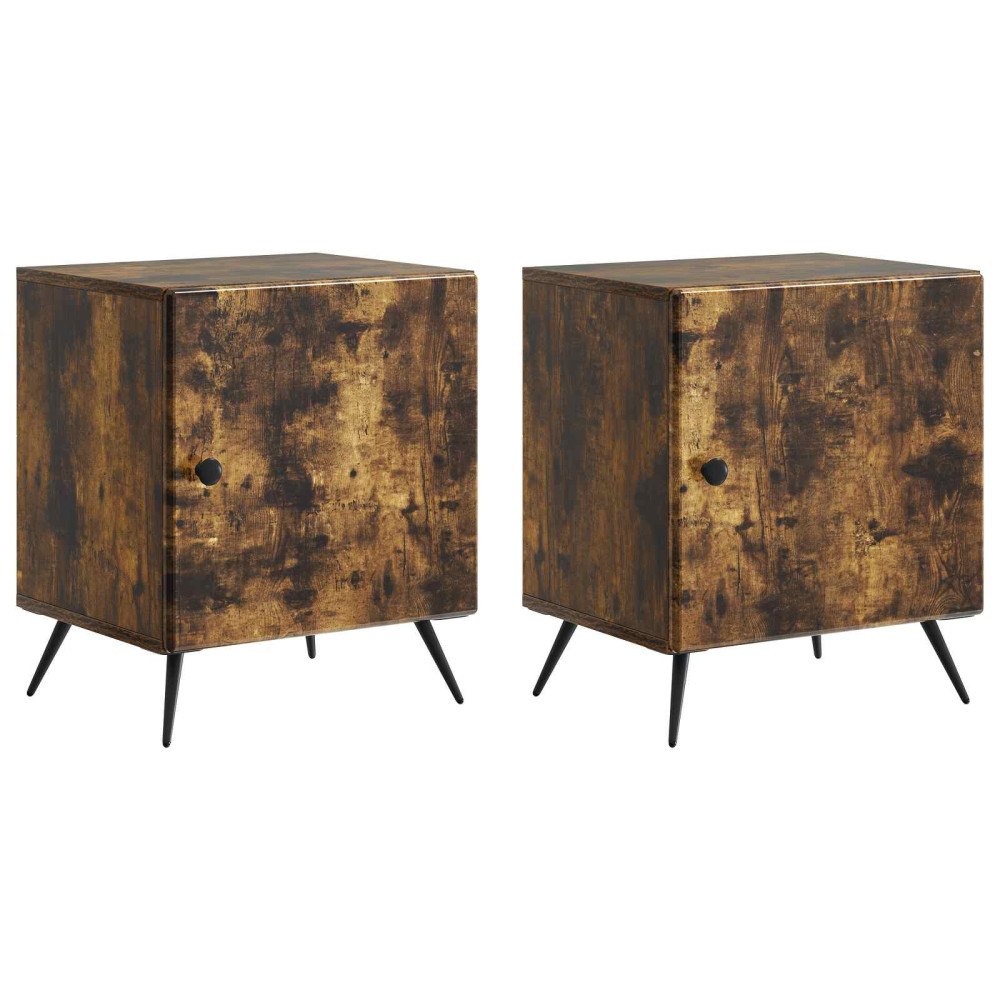 vidaXL Nattduksbord 2 pcs Rökt ek 43 x 34,5 x 50 cm Konstruerat trä