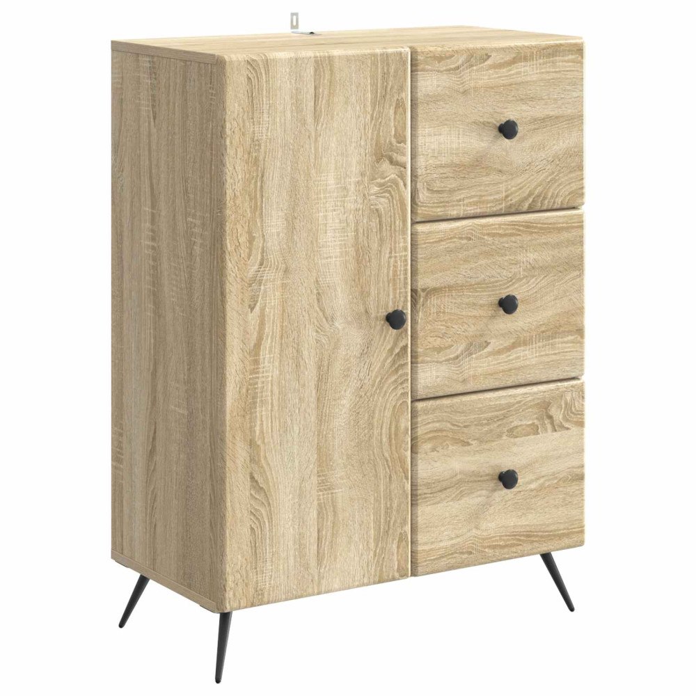 vidaXL Sideboard med låda Sonoma-ek 66 x 34,5 x 90 cm Konstruerat trä