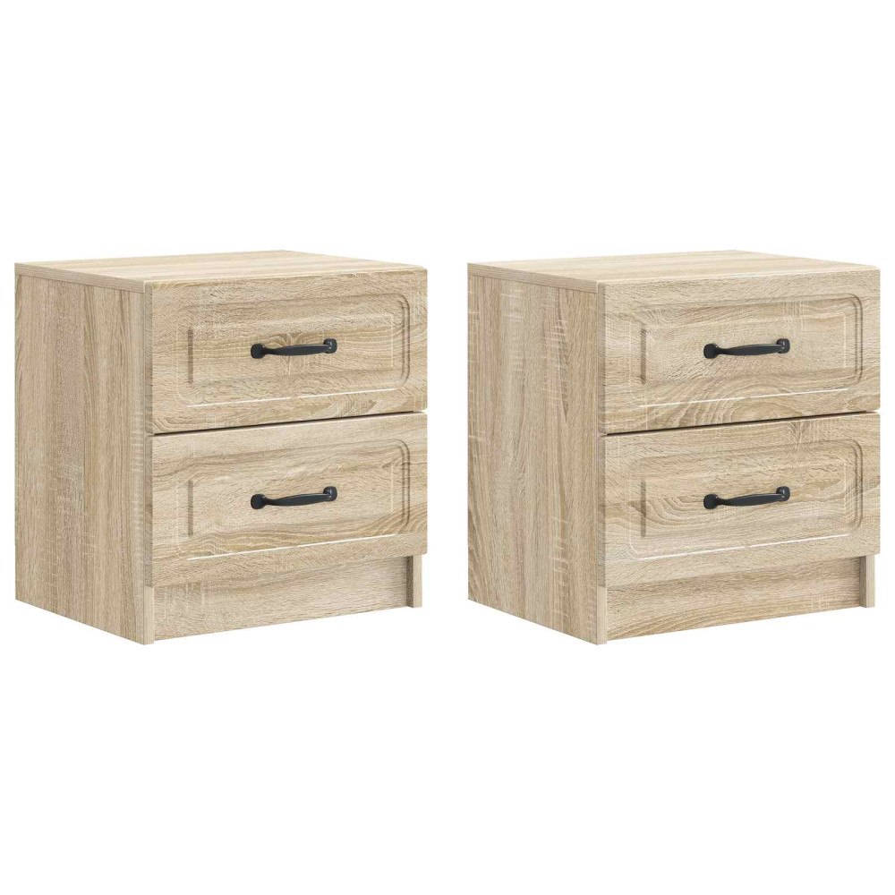 vidaXL Nattduksbord med låda 2 pcs Sonoma-ek 43 x 34,5 x 44,5 cm