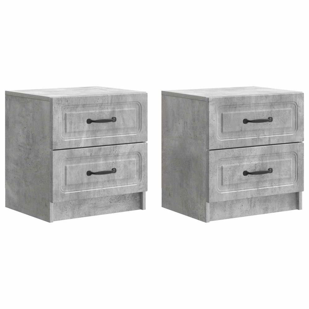 vidaXL Nattduksbord med låda 2 pcs Betonggrå 43 x 34,5 x 44,5 cm