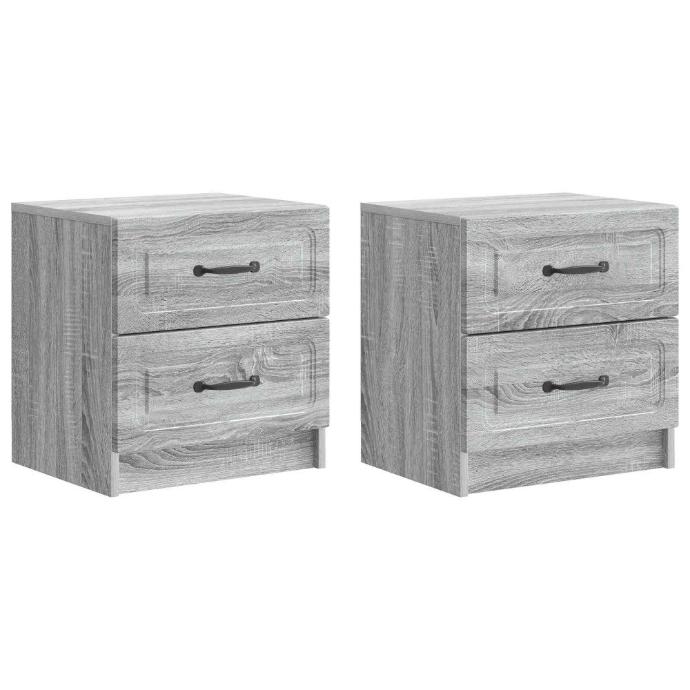 vidaXL Nattduksbord med låda 2 pcs Grå sonoma-ek 43 x 34,5 x 44,5 cm