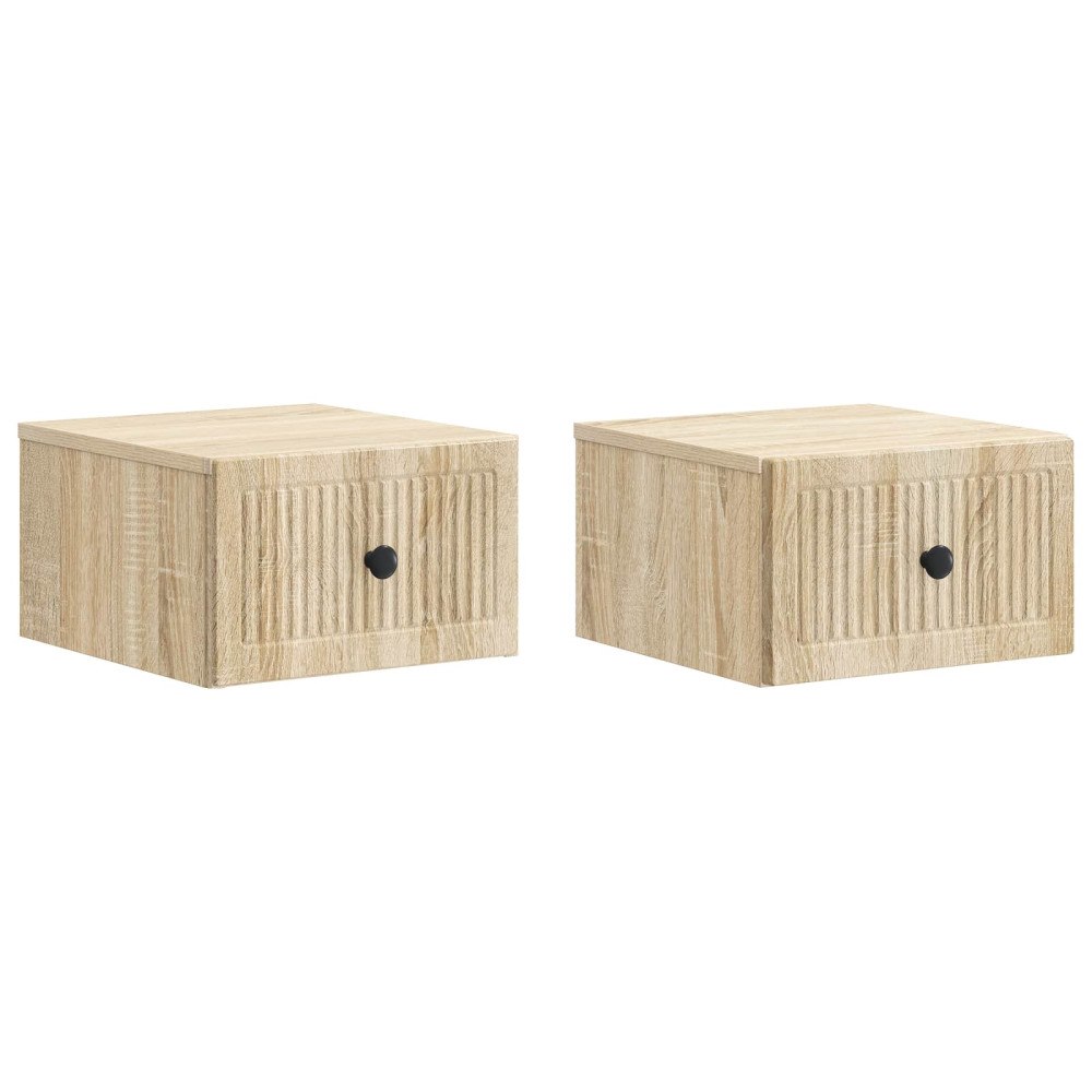 vidaXL Väggmonterat Sängbord 2 pcs Sonoma-ek 33 x 34,5 x 20 cm
