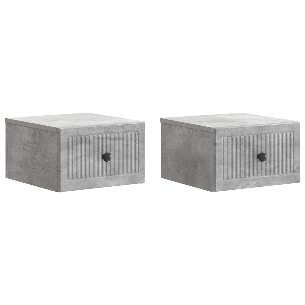 vidaXL Väggmonterat Sängbord 2 pcs Betonggrå 33 x 34,5 x 20 cm