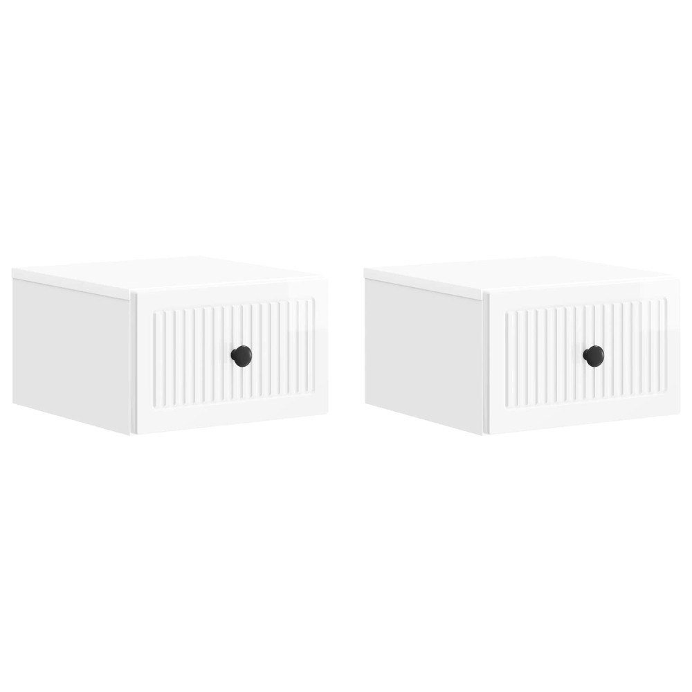 vidaXL Väggmonterat Sängbord 2 pcs Vit högglans 33 x 34,5 x 20 cm