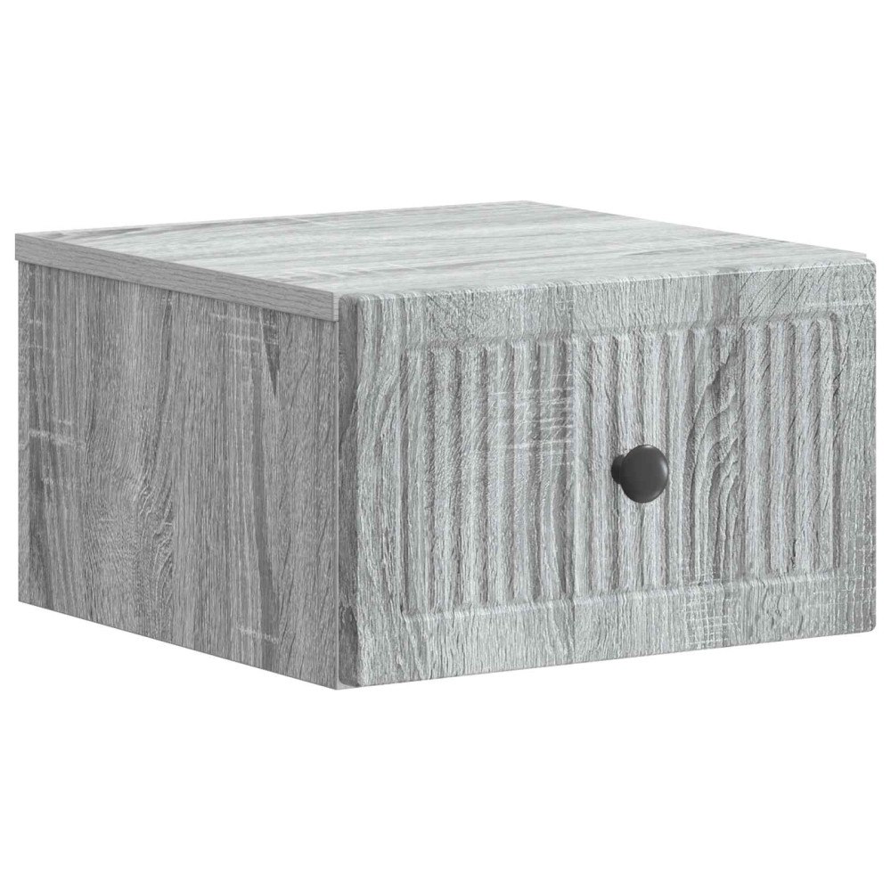 vidaXL Väggmonterat Sängbord med låda Grå sonoma-ek 33 x 34,5 x 20 cm