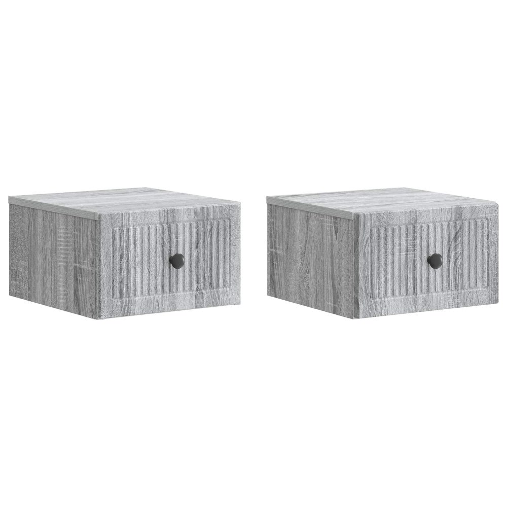 vidaXL Väggmonterat Sängbord 2 pcs Grå sonoma-ek 33 x 34,5 x 20 cm