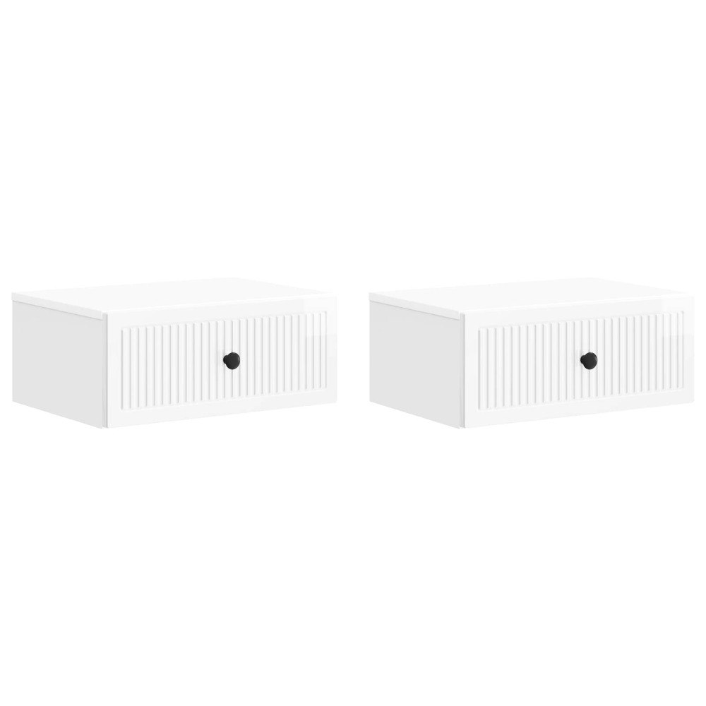 vidaXL Nattduksbord med låda 2 pcs Vit högglans 49 x 34,5 x 20 cm