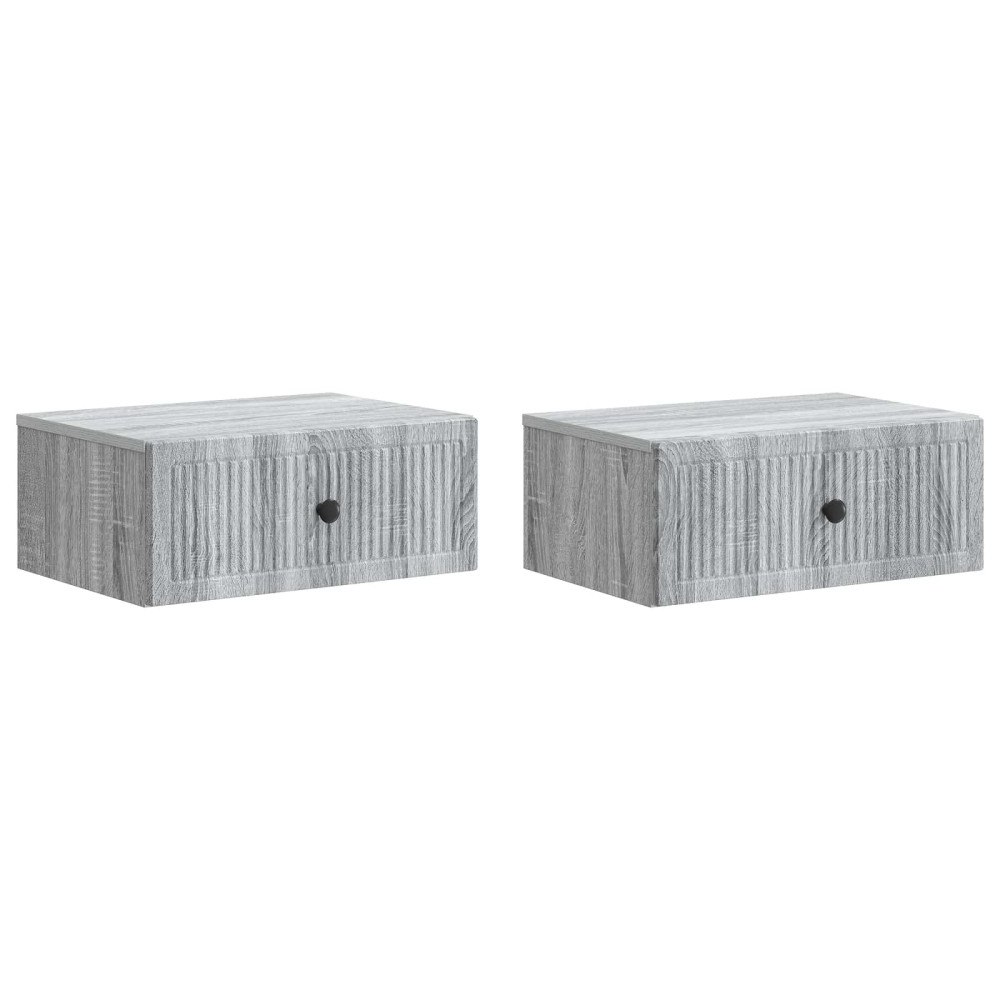 vidaXL Nattduksbord med låda 2 pcs Grå sonoma-ek 49 x 34,5 x 20 cm