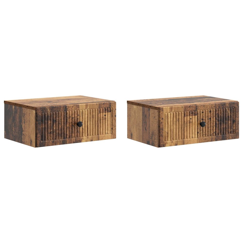 vidaXL Nattduksbord med låda 2 pcs Gammalt trä 49 x 34,5 x 20 cm