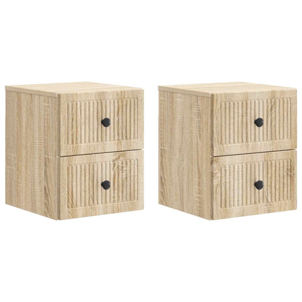 vidaXL Väggmonterat Sängbord 2 pcs Sonoma-ek 33 x 34,5 x 40 cm