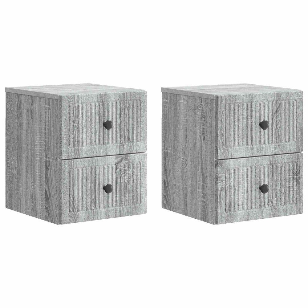 vidaXL Väggmonterat Sängbord 2 pcs Grå sonoma-ek 33 x 34,5 x 40 cm