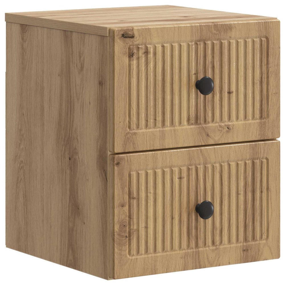 vidaXL Väggmonterat Sängbord med låda Artisan-ek 33 x 34,5 x 40 cm