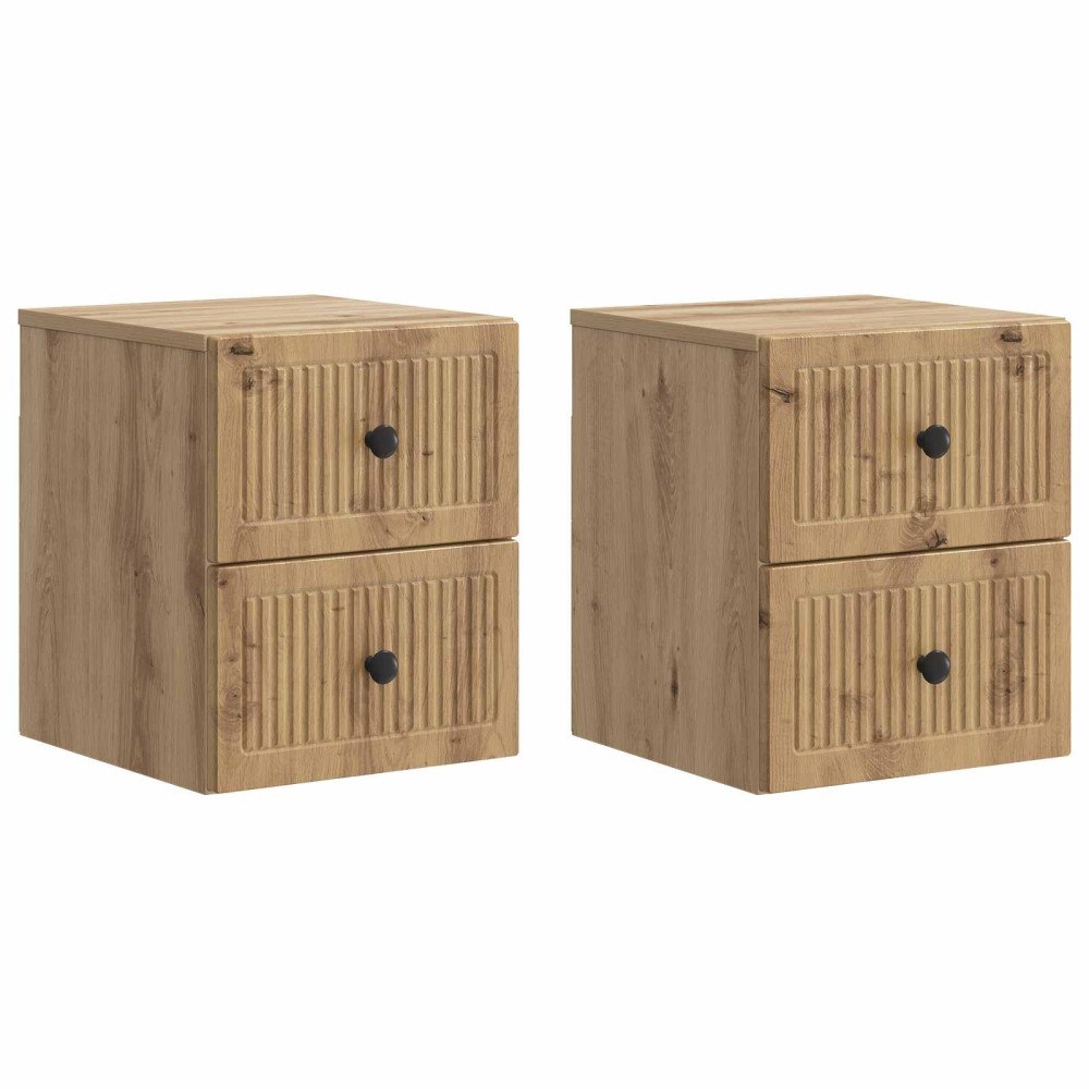 vidaXL Väggmonterat Sängbord 2 pcs Artisan-ek 33 x 34,5 x 40 cm